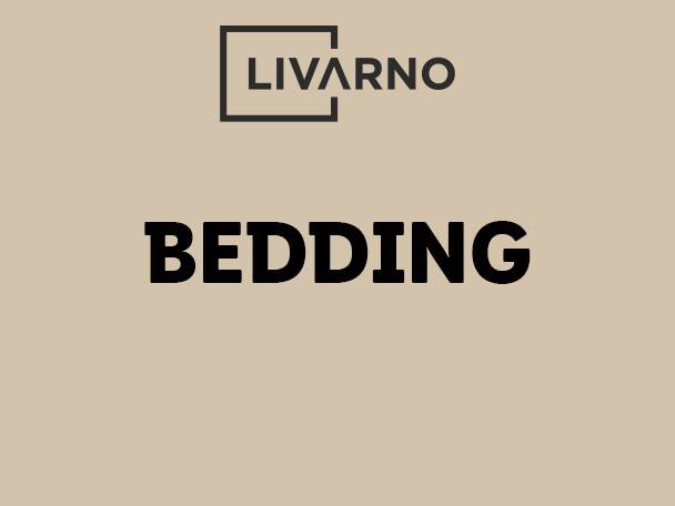 Bedding products with a simple, modern logo.