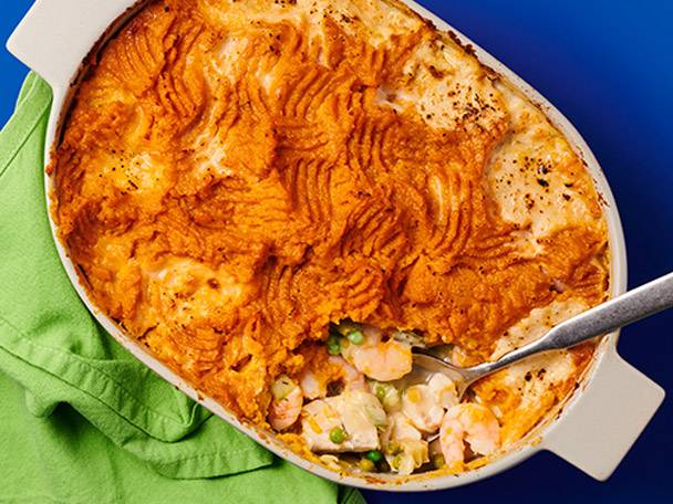 Haddock & Prawn Fish Pie With Sweet Potato Mash