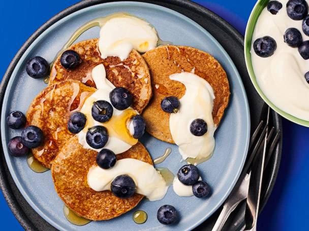 Oaty Banana Pancakes With Blueberries